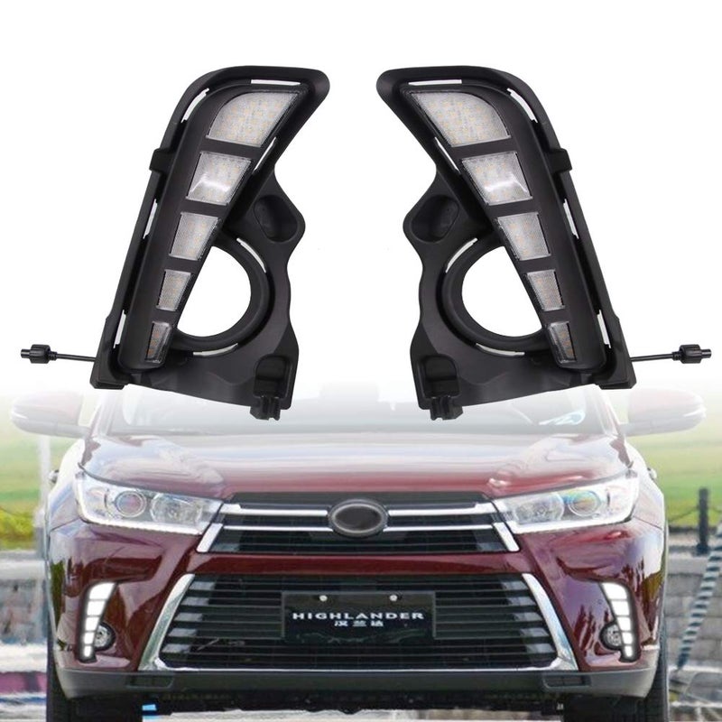 GEEGEETOP Switchback White/Amber LED Front Fog Daytime Sequential Running Lamp Flash LED Turn Signal Feature Fit For 2017 2018 2019 Toyota Highlander - Image 1